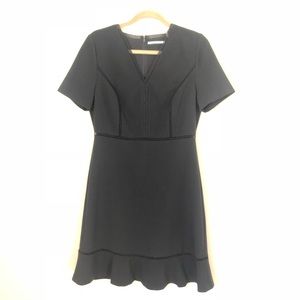 Tahari black flared bottom short sleeve dress 10